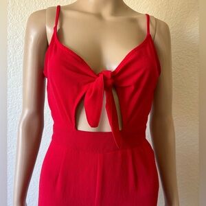 H&M red romper tie front